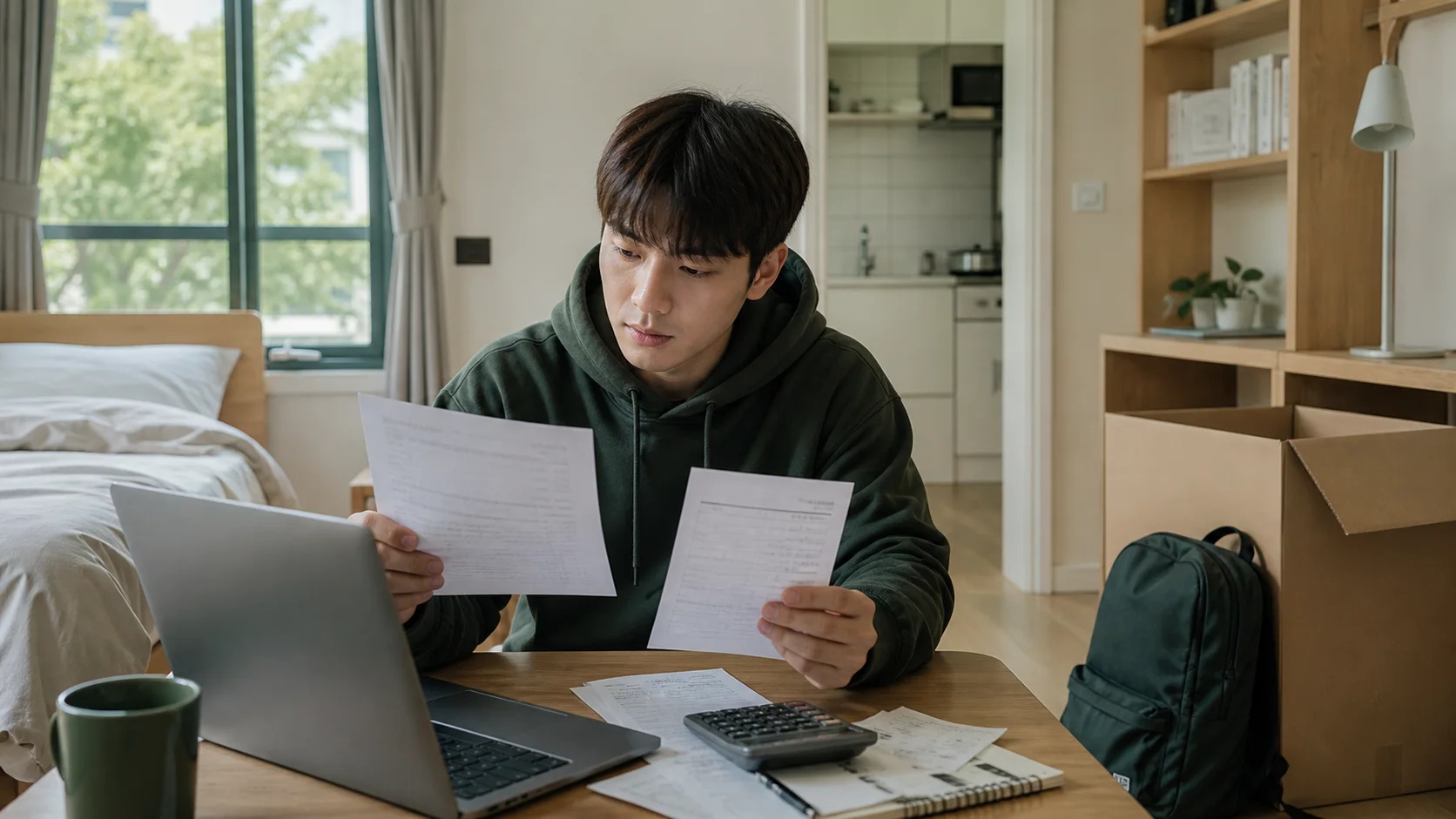 주거비를 확인하는 생활 공간 — AI 생성 예시 이미지